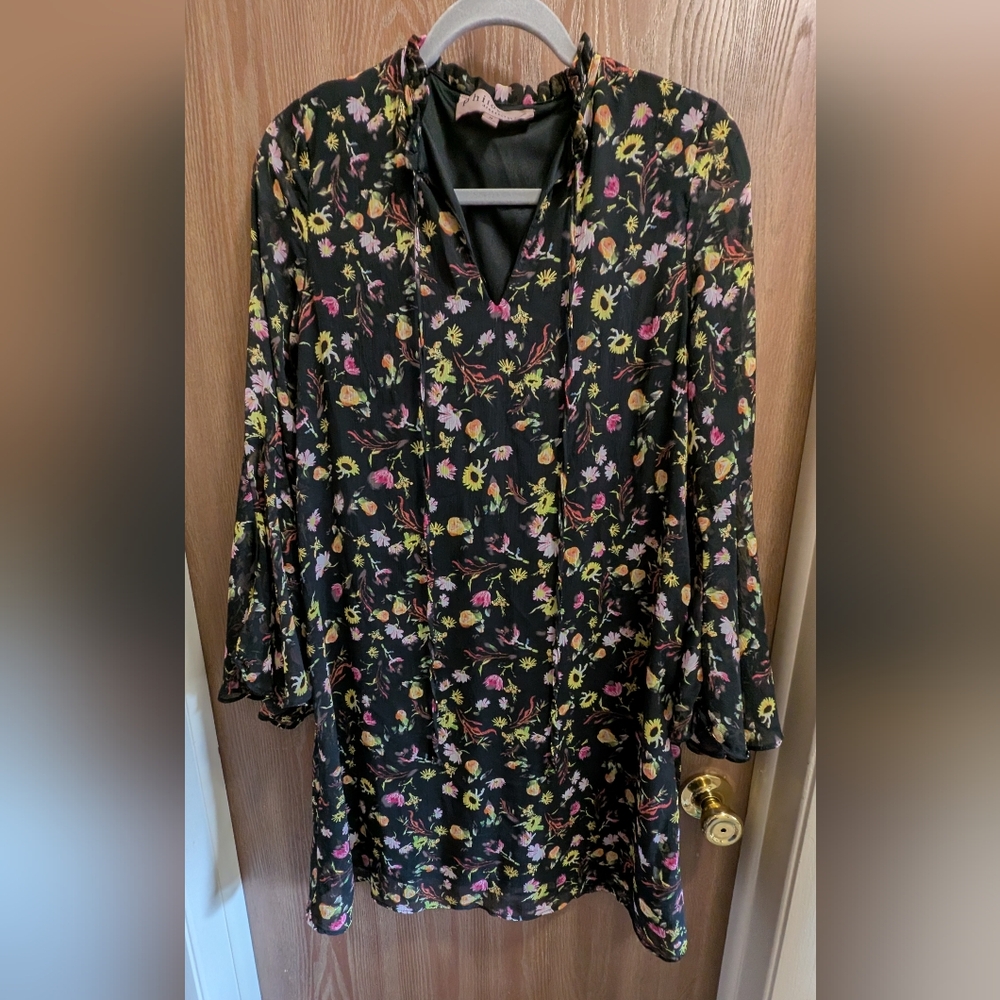 Philosophy Black Dress with Colorful Floral Design EUC size M